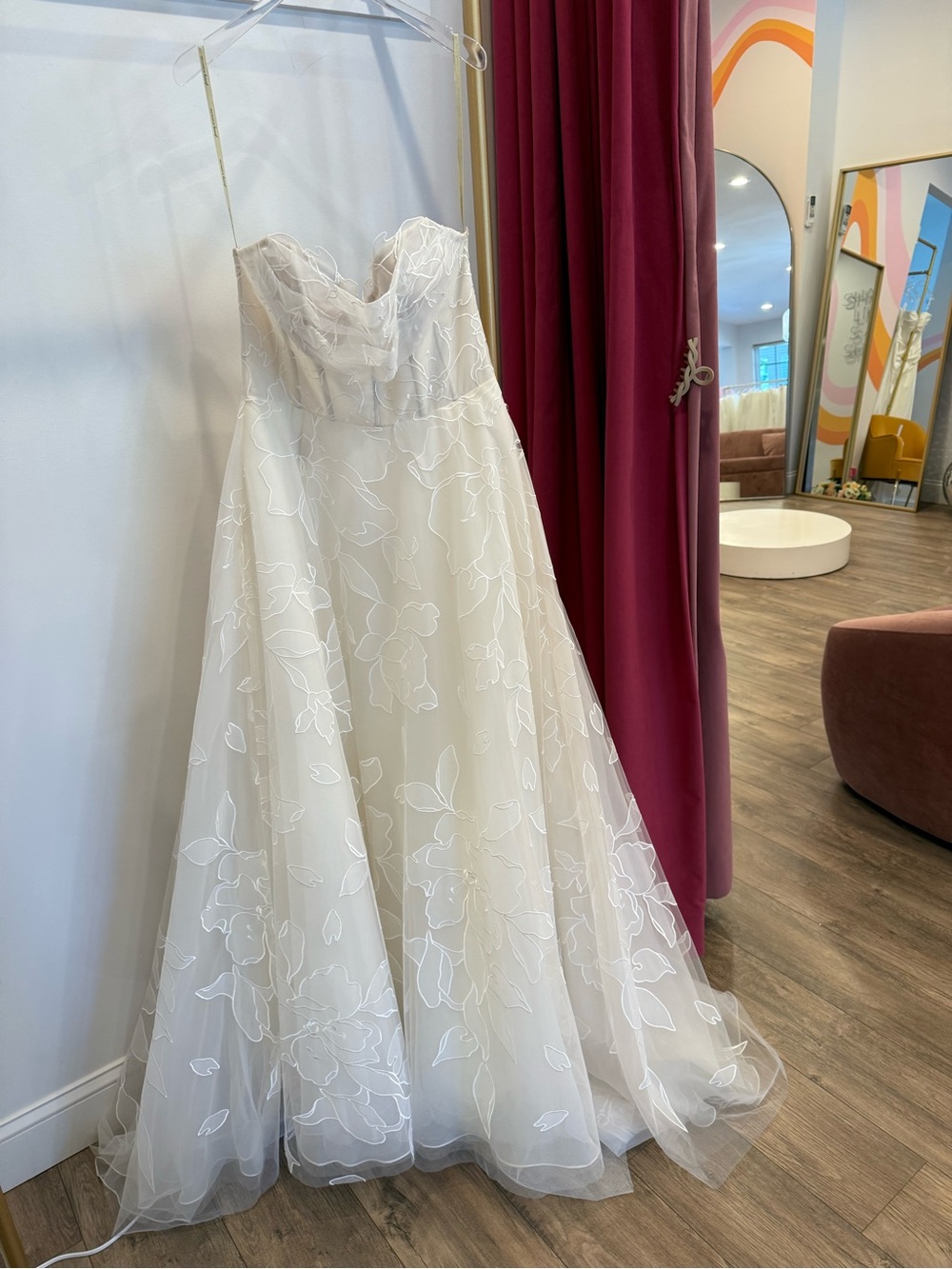 Jenny Yoo Lorelai Strapless White Floral Embroidered Gown - Picture 4 of 12
